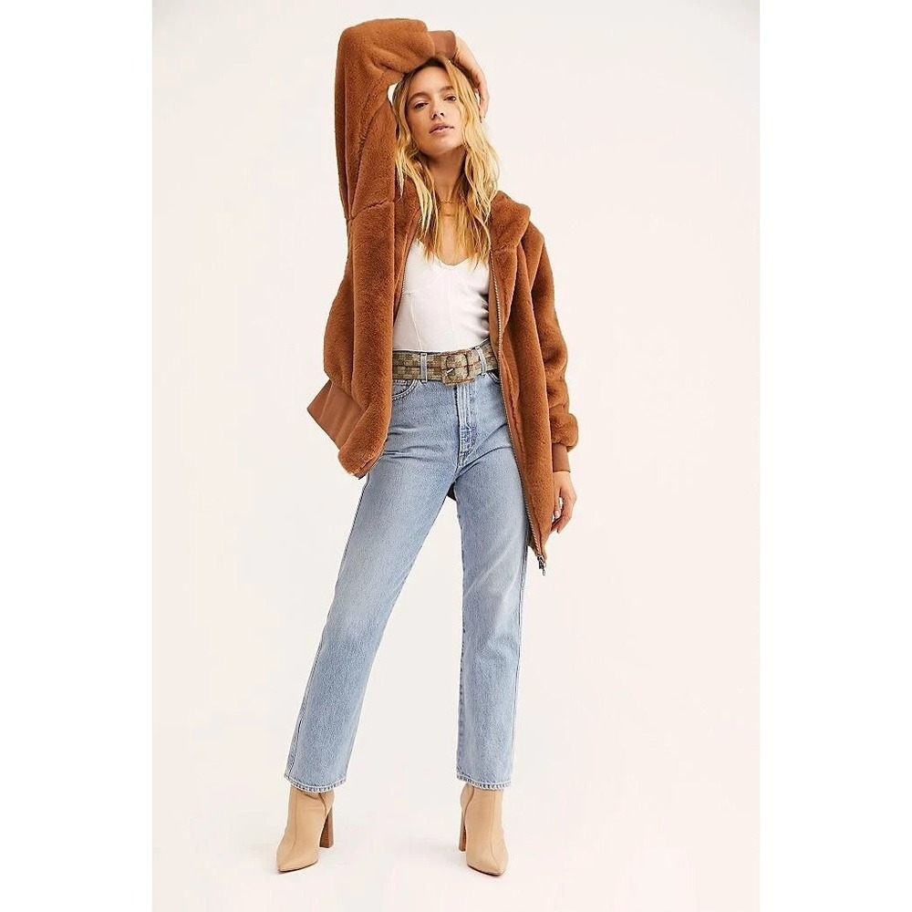 Free People Turn Up Zip Off Hoodie Teddy Polar Sz L Grunge Casual Warm Soft - Picture 1 of 12
